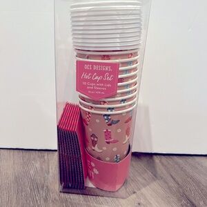 Yee-Haw! Cowboy Boots Hot Cups with Lids and Sleeves- NWT